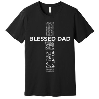 Christian Blessed Dad Cross Fathers Day Premium T-Shirt