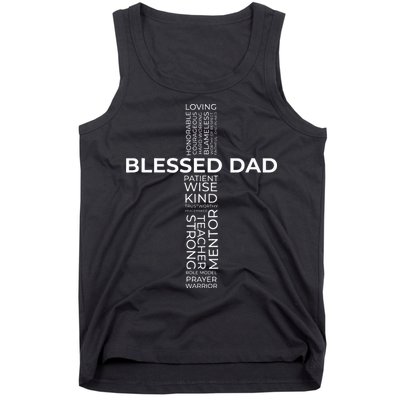 Christian Blessed Dad Cross Fathers Day Tank Top