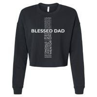 Christian Blessed Dad Cross Fathers Day Cropped Pullover Crew