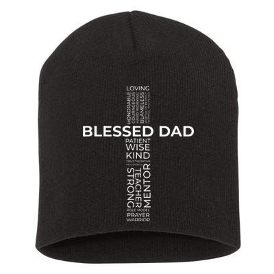 Christian Blessed Dad Cross Fathers Day Short Acrylic Beanie