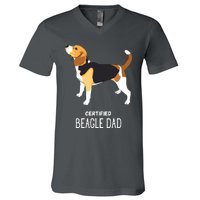 Certified Beagle Dad V-Neck T-Shirt