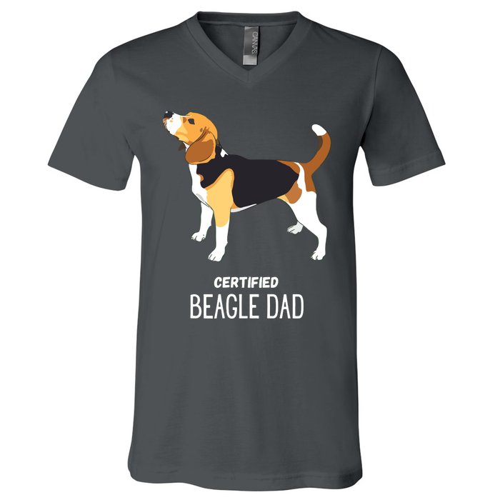 Certified Beagle Dad V-Neck T-Shirt