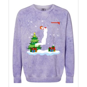 Christmas Basketball Dunk Santa Hat Snowflakes Tree Holiday Gift Colorblast Crewneck Sweatshirt