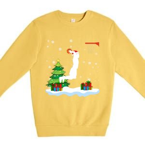 Christmas Basketball Dunk Santa Hat Snowflakes Tree Holiday Gift Premium Crewneck Sweatshirt