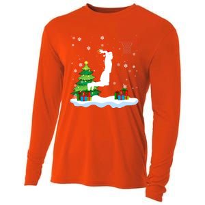 Christmas Basketball Dunk Santa Hat Snowflakes Tree Holiday Gift Cooling Performance Long Sleeve Crew