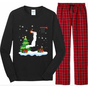 Christmas Basketball Dunk Santa Hat Snowflakes Tree Holiday Gift Long Sleeve Pajama Set