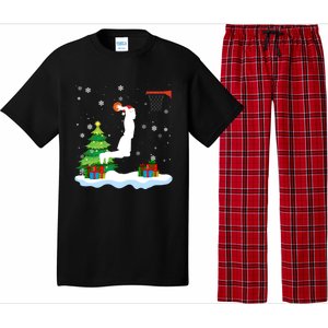 Christmas Basketball Dunk Santa Hat Snowflakes Tree Holiday Gift Pajama Set