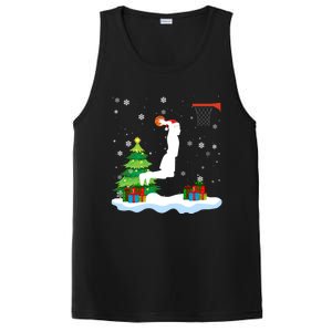 Christmas Basketball Dunk Santa Hat Snowflakes Tree Holiday Gift PosiCharge Competitor Tank