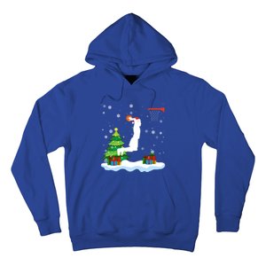 Christmas Basketball Dunk Santa Hat Snowflakes Tree Holiday Gift Hoodie