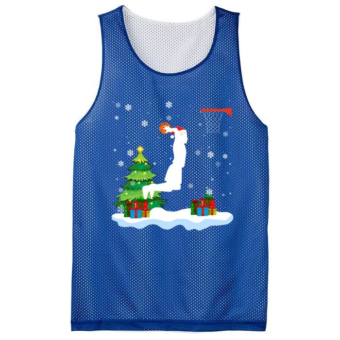 Christmas Basketball Dunk Santa Hat Snowflakes Tree Holiday Gift Mesh Reversible Basketball Jersey Tank