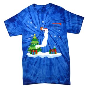 Christmas Basketball Dunk Santa Hat Snowflakes Tree Holiday Gift Tie-Dye T-Shirt