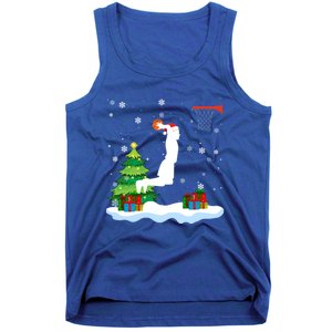 Christmas Basketball Dunk Santa Hat Snowflakes Tree Holiday Gift Tank Top