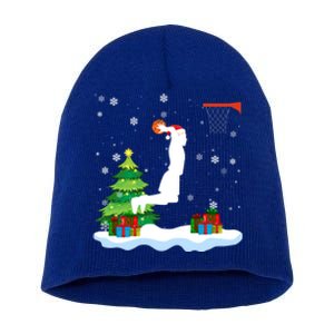 Christmas Basketball Dunk Santa Hat Snowflakes Tree Holiday Gift Short Acrylic Beanie