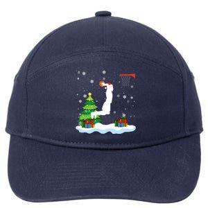 Christmas Basketball Dunk Santa Hat Snowflakes Tree Holiday Gift 7-Panel Snapback Hat