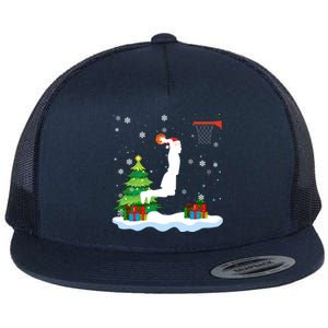 Christmas Basketball Dunk Santa Hat Snowflakes Tree Holiday Gift Flat Bill Trucker Hat