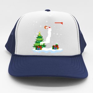 Christmas Basketball Dunk Santa Hat Snowflakes Tree Holiday Gift Trucker Hat