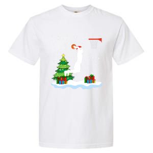 Christmas Basketball Dunk Santa Hat Snowflakes Tree Holiday Gift Garment-Dyed Heavyweight T-Shirt