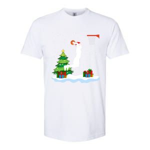 Christmas Basketball Dunk Santa Hat Snowflakes Tree Holiday Gift Softstyle CVC T-Shirt