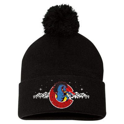 Colorado Blucifer Demon Horse Pom Pom 12in Knit Beanie