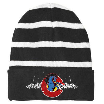 Colorado Blucifer Demon Horse Striped Beanie with Solid Band