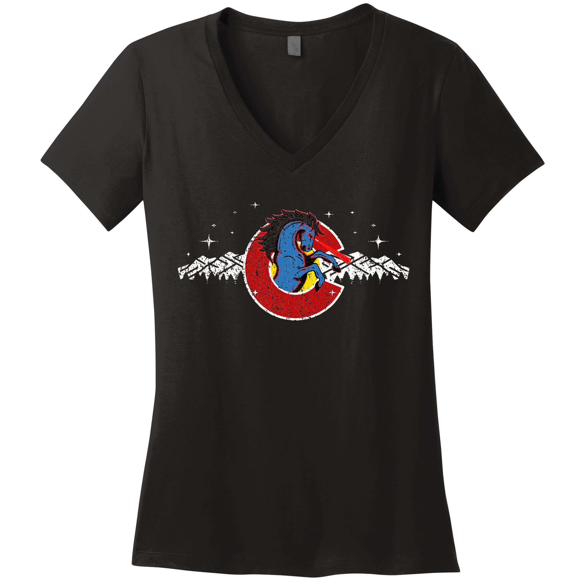 Colorado Blucifer Demon Horse Women's V-Neck T-Shirt