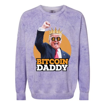 Cute Bitcoin Daddy Trump Crypto King Money Evolution Colorblast Crewneck Sweatshirt