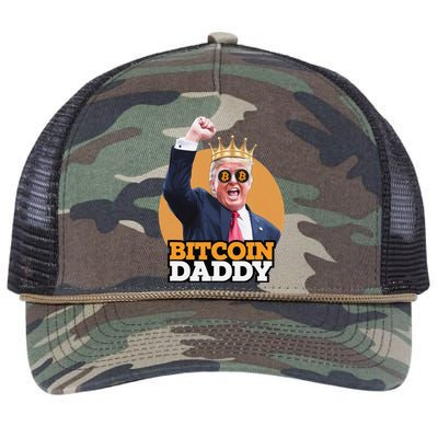 Cute Bitcoin Daddy Trump Crypto King Money Evolution Retro Rope Trucker Hat Cap