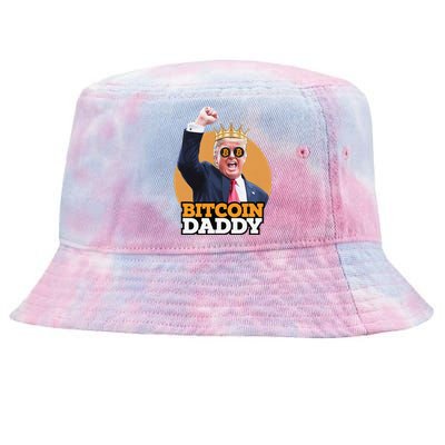 Cute Bitcoin Daddy Trump Crypto King Money Evolution Tie-Dyed Bucket Hat