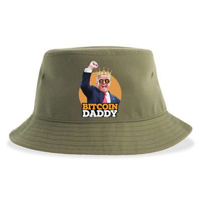 Cute Bitcoin Daddy Trump Crypto King Money Evolution Sustainable Bucket Hat