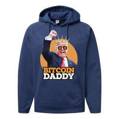 Cute Bitcoin Daddy Trump Crypto King Money Evolution Performance Fleece Hoodie