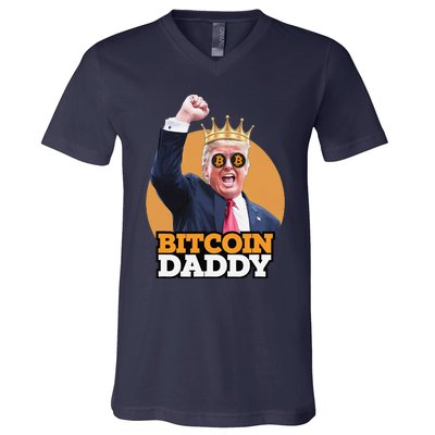 Cute Bitcoin Daddy Trump Crypto King Money Evolution V-Neck T-Shirt