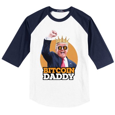 Cute Bitcoin Daddy Trump Crypto King Money Evolution Baseball Sleeve Shirt