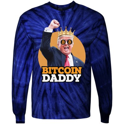 Cute Bitcoin Daddy Trump Crypto King Money Evolution Tie-Dye Long Sleeve Shirt