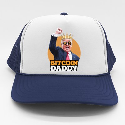 Cute Bitcoin Daddy Trump Crypto King Money Evolution Trucker Hat