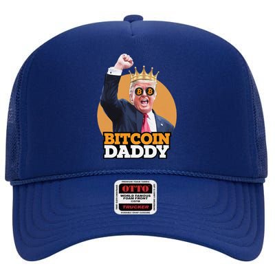 Cute Bitcoin Daddy Trump Crypto King Money Evolution High Crown Mesh Back Trucker Hat