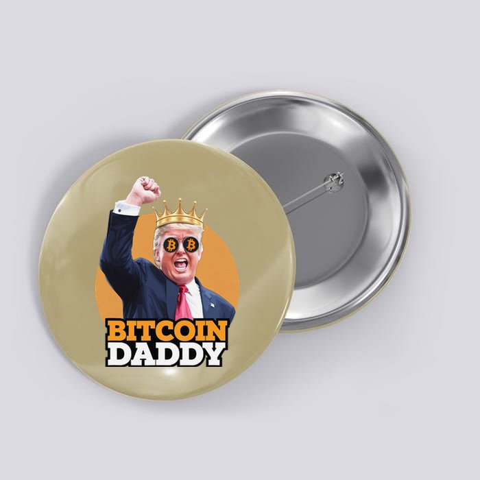 Cute Bitcoin Daddy Trump Crypto King Money Evolution Button