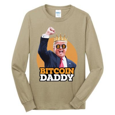 Cute Bitcoin Daddy Trump Crypto King Money Evolution Tall Long Sleeve T-Shirt