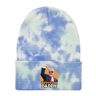 Cute Bitcoin Daddy Trump Crypto King Money Evolution Tie Dye 12in Knit Beanie