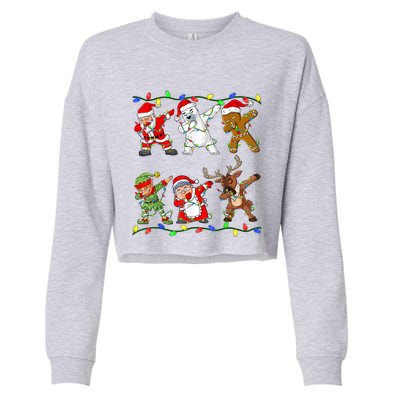 Christmas Boys Dabbing Santa Deer Friends Xmas Gift Cropped Pullover Crew