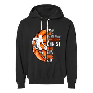 Cool Basketball Dad Papa Christian Funny Fathers Day Cute Gift Garment-Dyed Fleece Hoodie