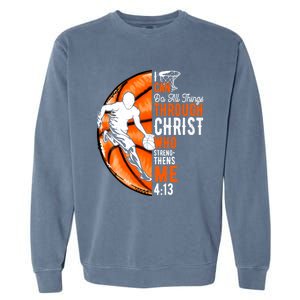 Cool Basketball Dad Papa Christian Funny Fathers Day Cute Gift Garment-Dyed Sweatshirt