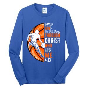 Cool Basketball Dad Papa Christian Funny Fathers Day Cute Gift Tall Long Sleeve T-Shirt