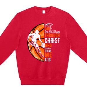 Cool Basketball Dad Papa Christian Funny Fathers Day Cute Gift Premium Crewneck Sweatshirt