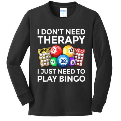 Cute Bingo Design For Men Women Casino Gambling Bingo Lovers Kids Long Sleeve Shirt