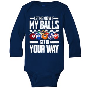 Cool Billiards Design Funny Billiard Pool Player Gift Baby Long Sleeve Bodysuit