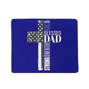 Christian Blessed Dad American Flag Religious Fathers Day Cool Gift Mousepad