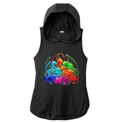 Colorful Baby Dragon Cute Pretty Birthday Ladies PosiCharge Tri-Blend Wicking Draft Hoodie Tank