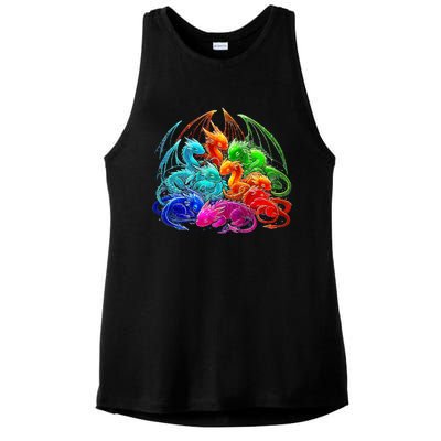 Colorful Baby Dragon Cute Pretty Birthday Ladies PosiCharge Tri-Blend Wicking Tank