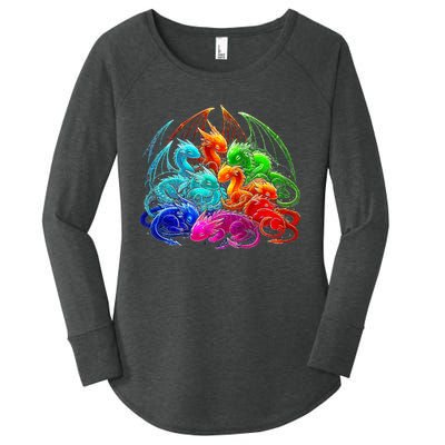 Colorful Baby Dragon Cute Pretty Birthday Women's Perfect Tri Tunic Long Sleeve Shirt