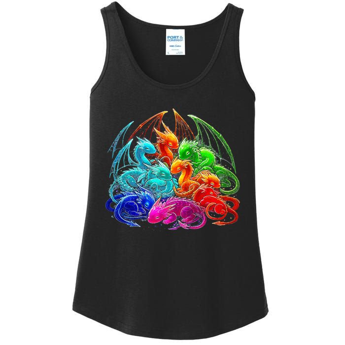 Colorful Baby Dragon Cute Pretty Birthday Ladies Essential Tank